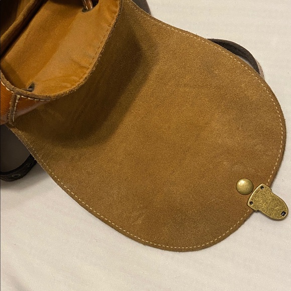 Patricia Nash Tan Brown Leather Large Back Pack With Pocket Drawstring - Picture 6 of 16